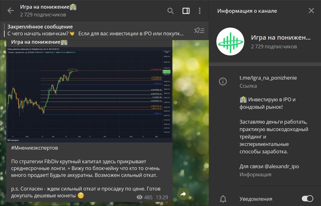 Информация о канале Игра на понижение