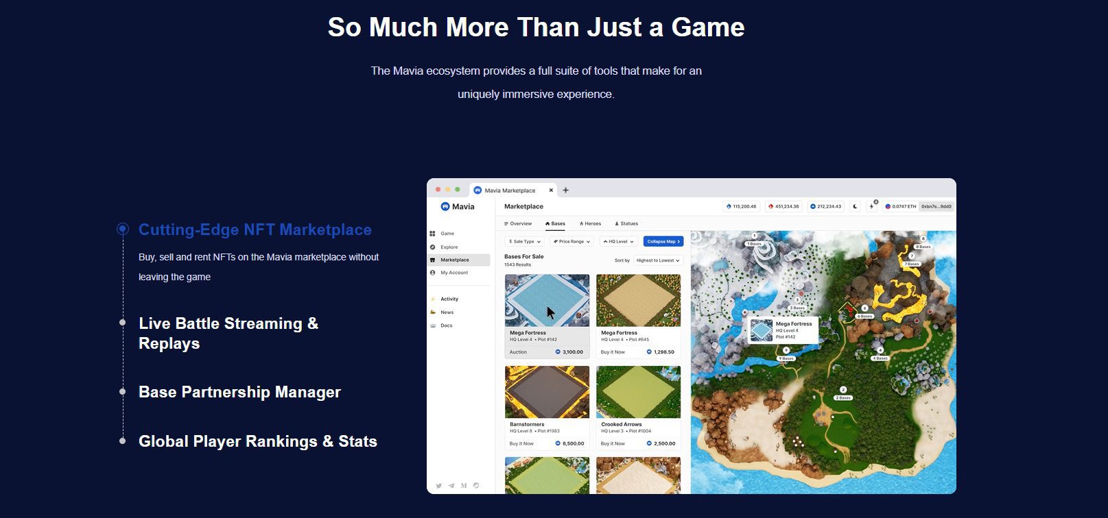 Торговая площадка игры Mavia Land NFT