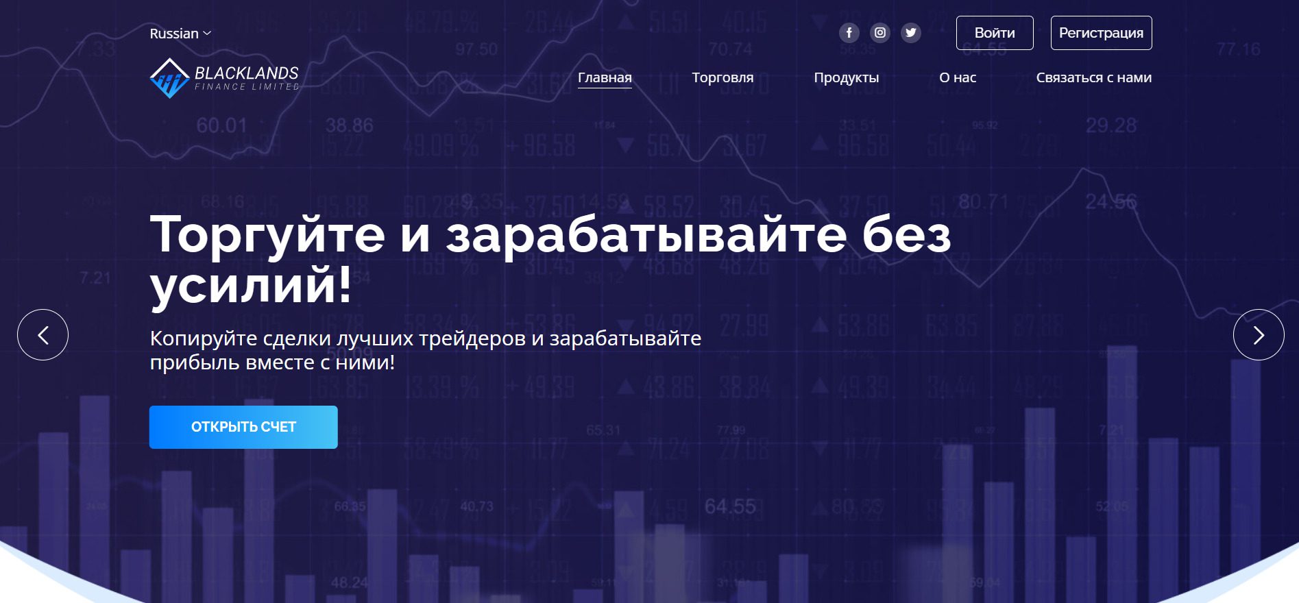 Сайт проета Blacklands Finance Limited