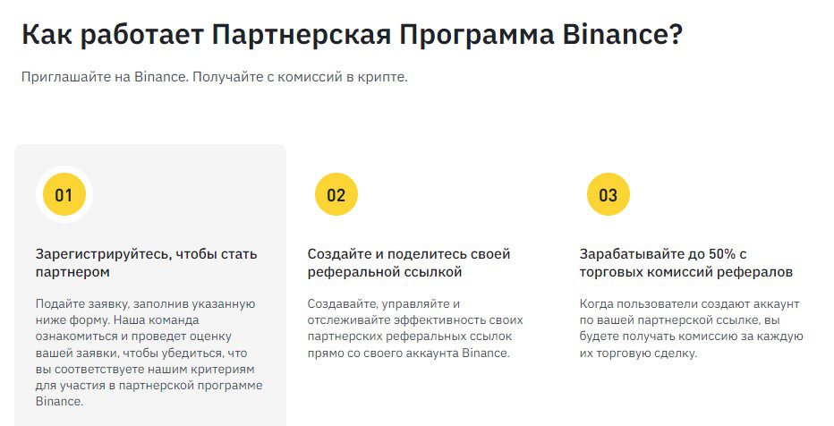 Как работает партнерка на Бинанс