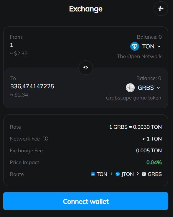 GRBS Ton обмен токенов