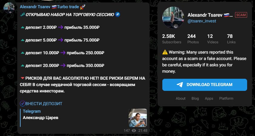 Условия сотрудничества с Alexandr Tsarev Invest