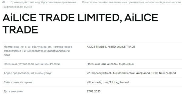 Alice Trade лимитед