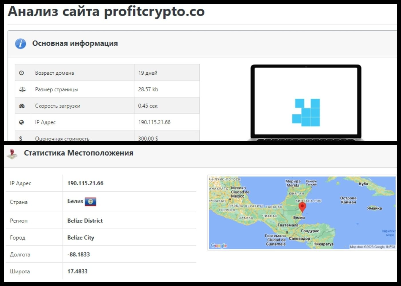 Анализ сайта Profitcrypto.co