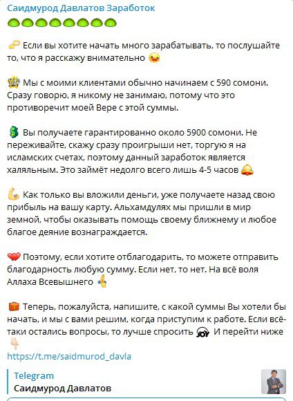 Описание работы поекта Саидмурод Давлатов Заработок