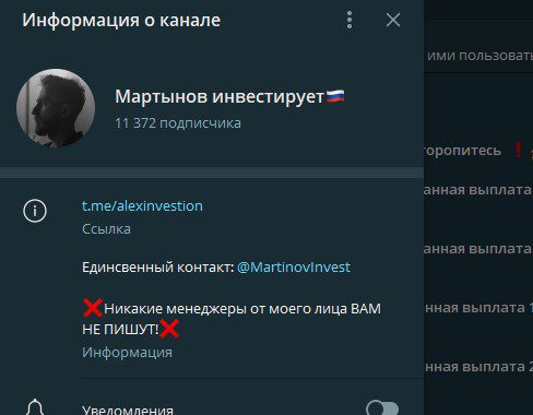 Martinovinvest информация о канале