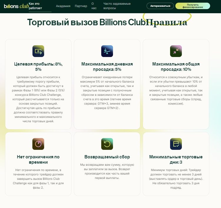 Billions Club правила