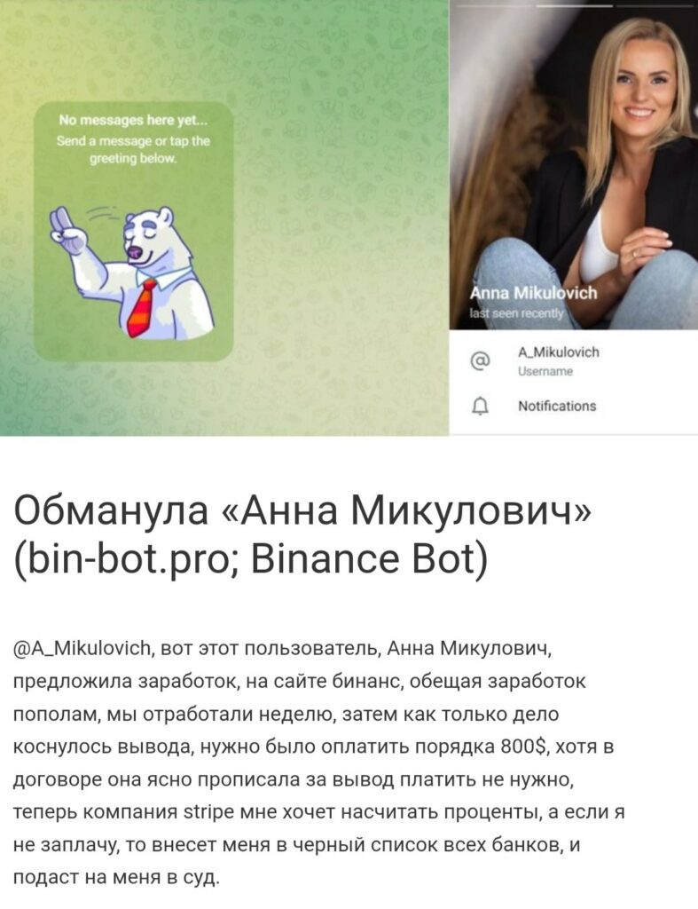 Bin Bot отзывы о анна микулович