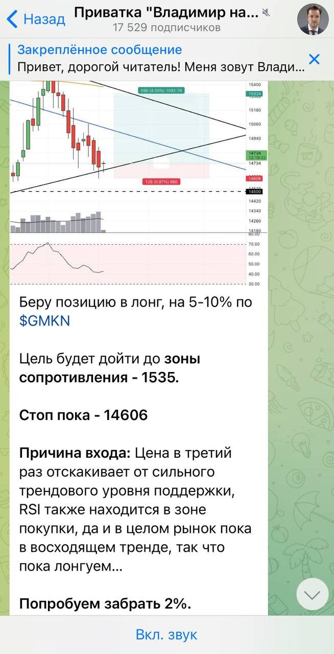 Сигналы на канале Приватка Владимир На Бирже Телеграмм