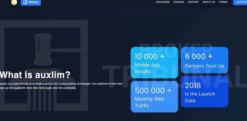 Статистика сайта по обмену криптовалют Auxlim.com