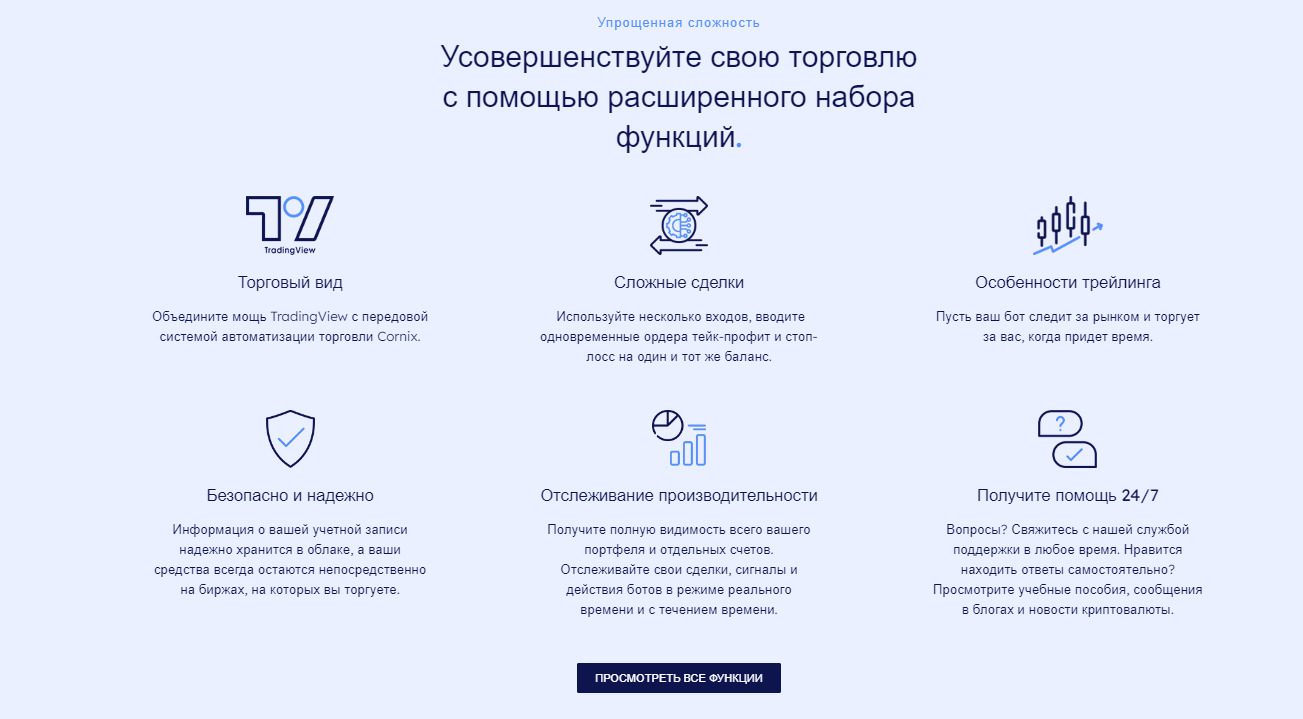 Возможности бота Cornix Trading bot