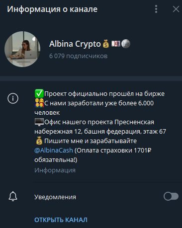 AlbinaCash информация о канале