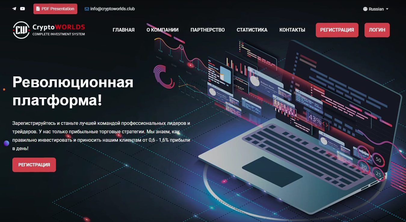 Сайт платформы Cryptoworlds.club