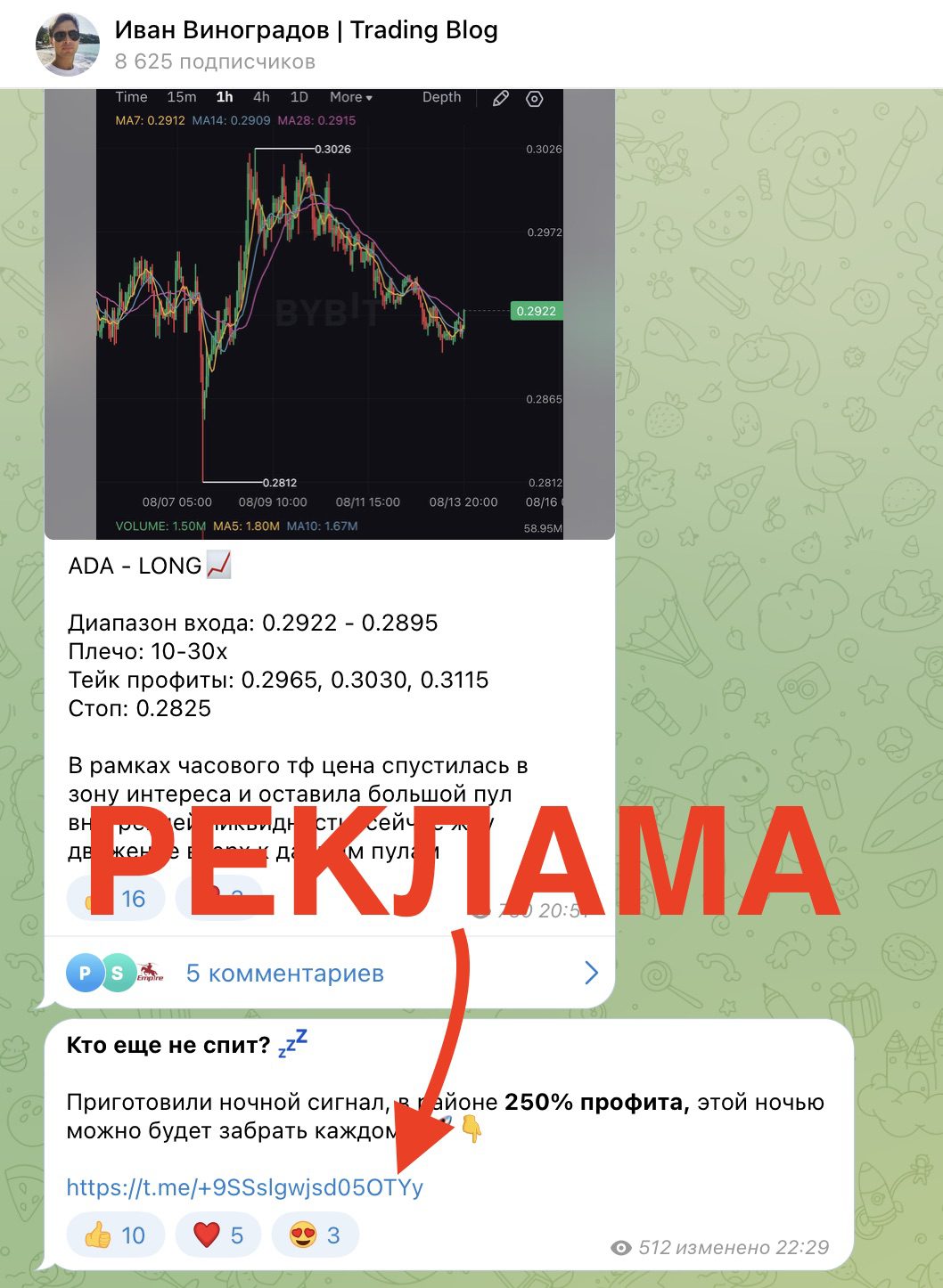 Реклама на канале Иван Виноградов | Trading Blog