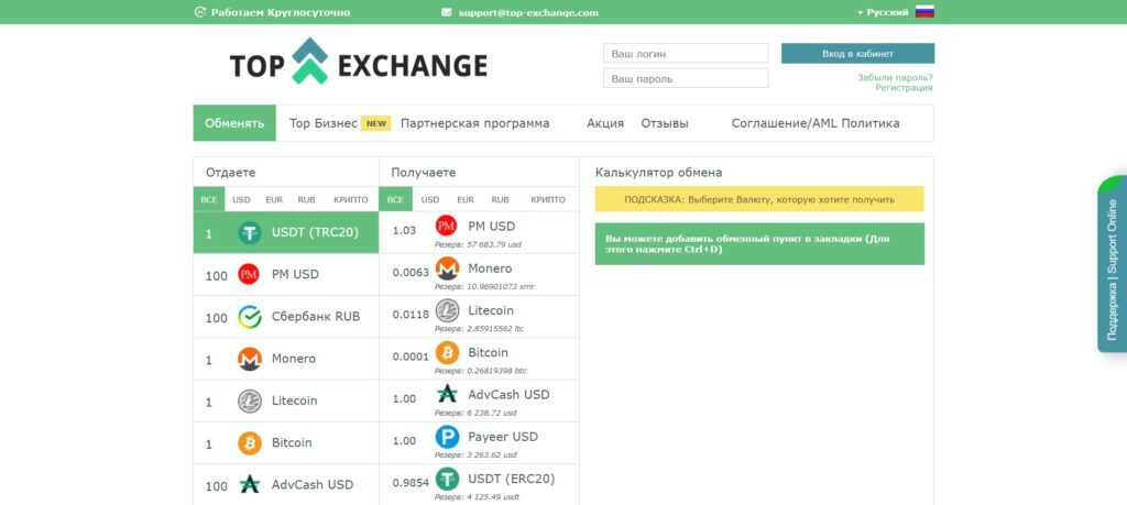 Top Exchange инфо