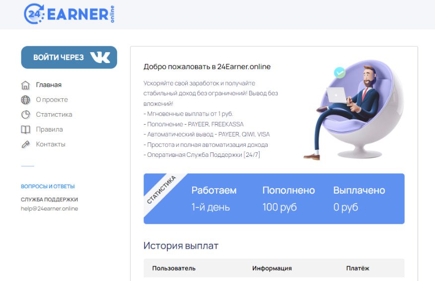 Сайт Проекта 24Earner Online