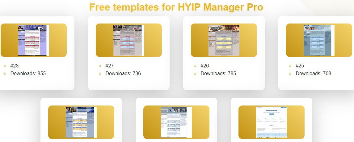 Шаблоны на проекте Free HYIP Templates Goldcoders