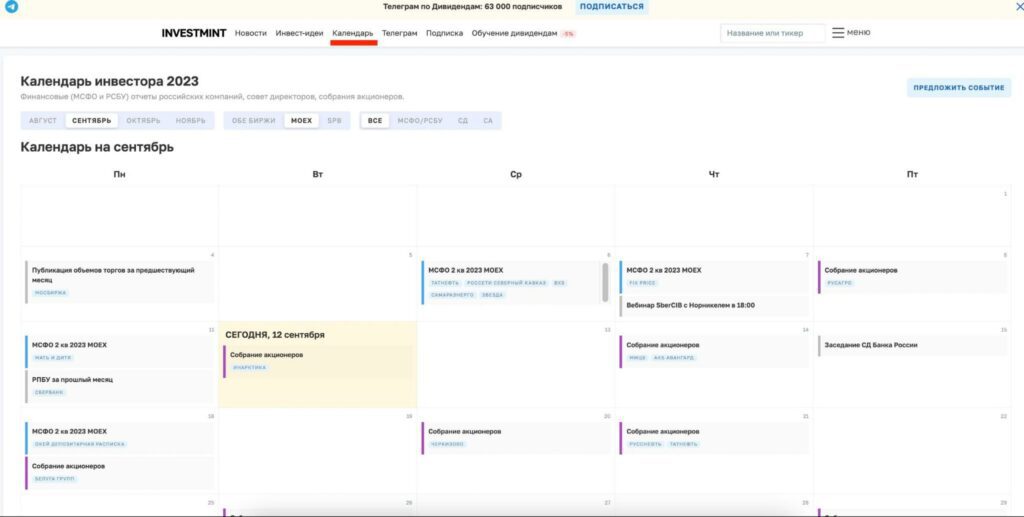 Календарь инвесторов