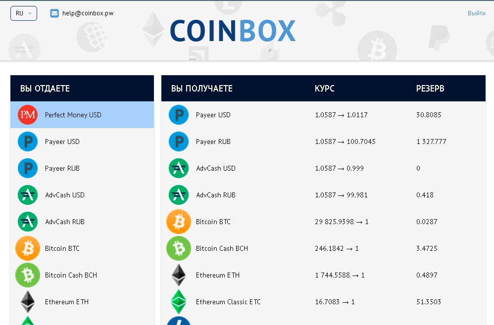 Coinbox обменник