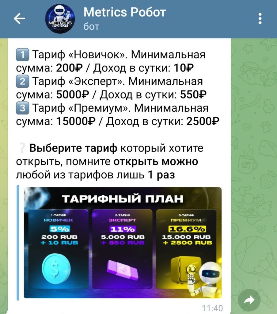 metrics робот телеграм