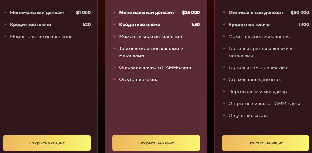 Тарифные планы Брокера Osintaas.com