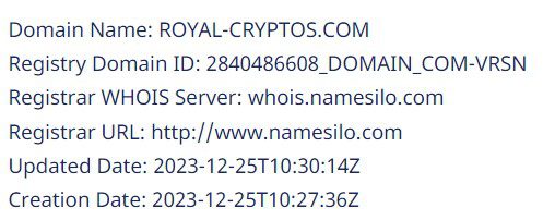 Royal Cryptos данные домена